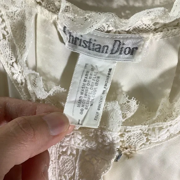 Christian Dior Vintage Elegant Cream Lace Nightgown